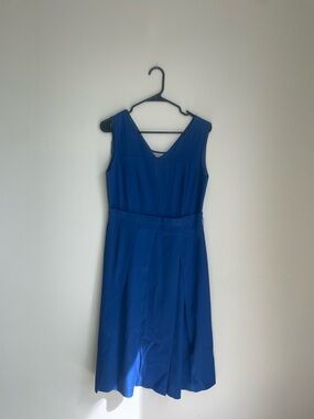 MARELLA Royal Blue Sleeveless V-Neck Midi Dress